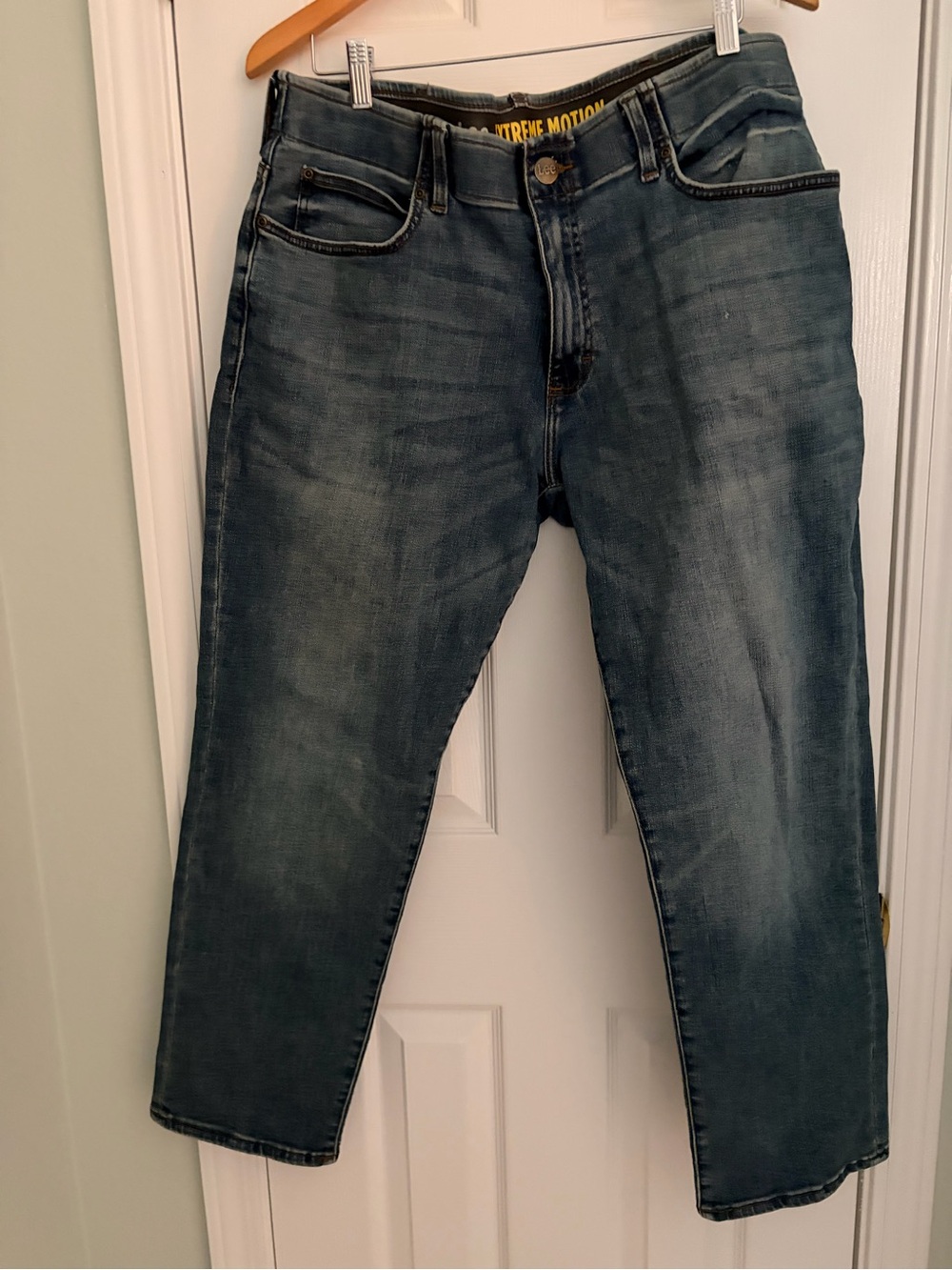 Men's Dark Indigo Washed Lee Jeans - Classic Straight Fit 38x30